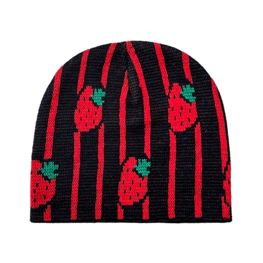 Striped Strawberry Beanie