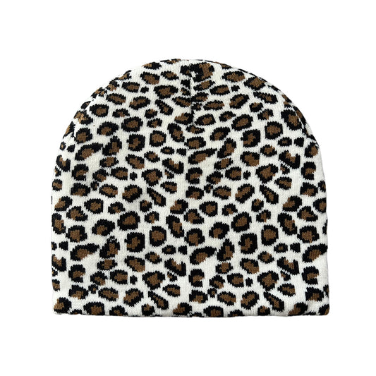 White Cheetah Print Beanie