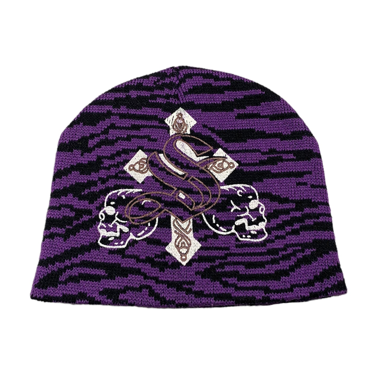 Purple Zebra Cross Beanie