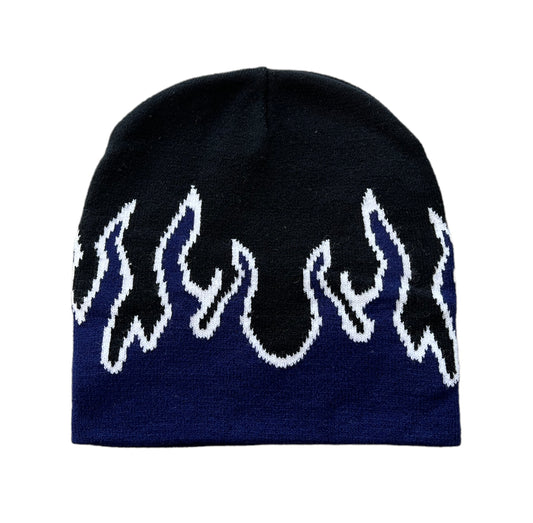 Navy Flames Beanie